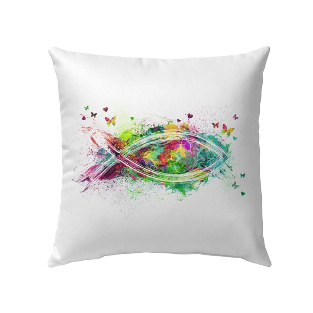 Christian Pillow, Jesus Pillow, Christian Fish Symbol Pillow, Christian Throw Pillow, Inspirational Gifts, Best Pillow