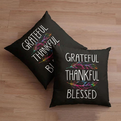 Christian Pillow, Jesus Pillow, Colorful Feathers, Grateful Thankful Blessed Pillow, Christian Throw Pillow, Inspirational Gifts, Best Pillow