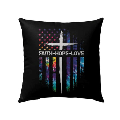 Christian Pillow, Jesus Pillow, Cross, American Flag Pillow, Faith Hope Love Throw Pillow, Christian Throw Pillow, Inspirational Gifts, Best Pillow