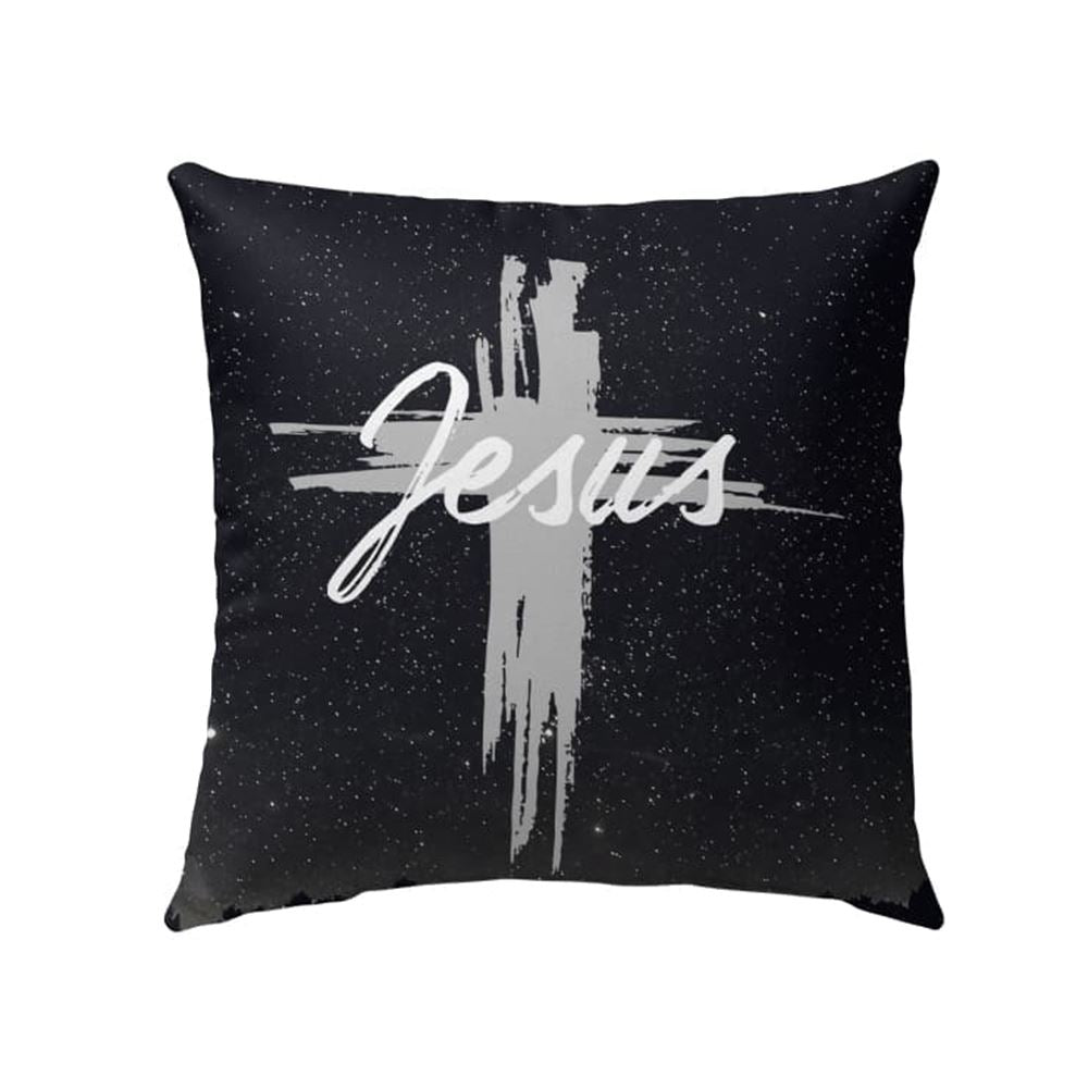 Christian Pillow, Jesus Pillow, Cross Art Pillow, The Word Jesus In Cross Throw Pillow, Christian Throw Pillow, Inspirational Gifts, Best Pillow