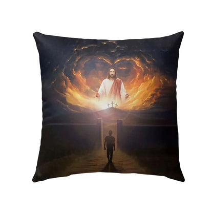 Christian Pillow, Jesus Pillow, Cross, Glory Of Jesus Come Back And Open Arms Pillow, Christian Throw Pillow, Inspirational Gifts, Best Pillow