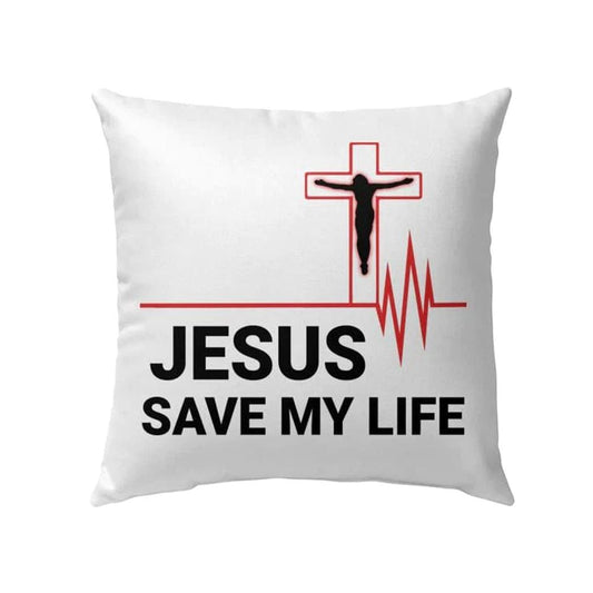 Christian Pillow, Jesus Pillow, Cross, Heartbeat Pillow, Jesus Save My Life Pillow, Christian Throw Pillow, Inspirational Gifts, Best Pillow
