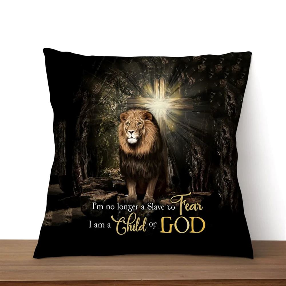 Christian Pillow, Jesus Pillow, Cross, Lion Pillow, I'M No Longer A Slave To Fear Pillow, Christian Throw Pillow, Inspirational Gifts, Best Pillow