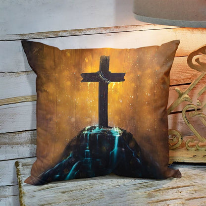 Christian Pillow, Jesus Pillow, Cross On Rock, Christian Pillow, Christian Throw Pillow, Inspirational Gifts, Best Pillow