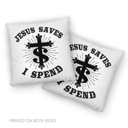 Christian Pillow, Jesus Pillow, Cross Pillow, Jesus Saves I Spend Pillow, Christian Throw Pillow, Inspirational Gifts, Best Pillow