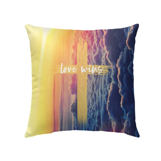 Christian Pillow, Jesus Pillow, Cross Symbol, Rainbow Sky Pillow, Love Wins Christian Pillow, Christian Throw Pillow, Inspirational Gifts, Best Pillow
