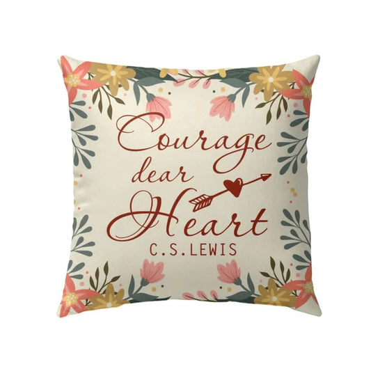 Christian Pillow, Jesus Pillow, Floral Leaf Frame Pillow, Courage Dear Heart Throw Pillow, Christian Throw Pillow, Inspirational Gifts, Best Pillow