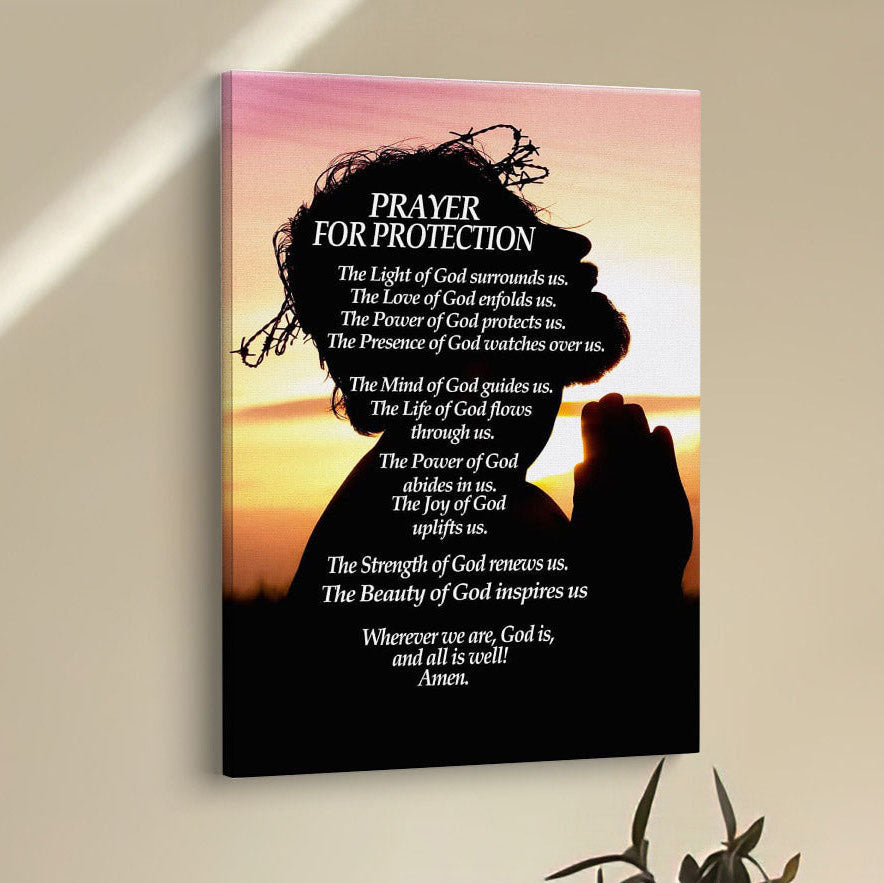Christian Prayer For Protection Canvas Prints - Bible Verse Wall Decor - Scripture Wall Art