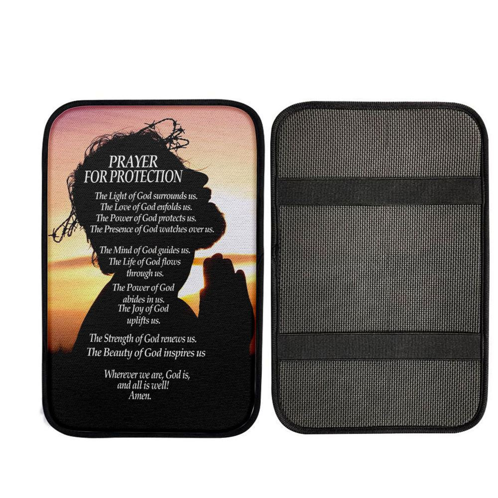 Christian Prayer For Protection Car Center Console Cover, Christ Car Interior Accessories