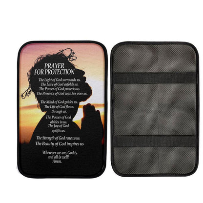 Christian Prayer For Protection Car Center Console Cover, Christ Car Interior Accessories