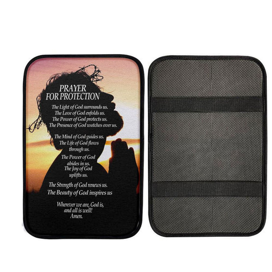 Christian Prayer For Protection Car Center Console Cover, Christ Car Interior Accessories
