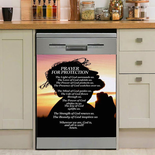 Christian Prayer For Protection Dishwasher Cover, Bible Verse Dishwasher Magnet Cover, Scripture Kitchen Decor