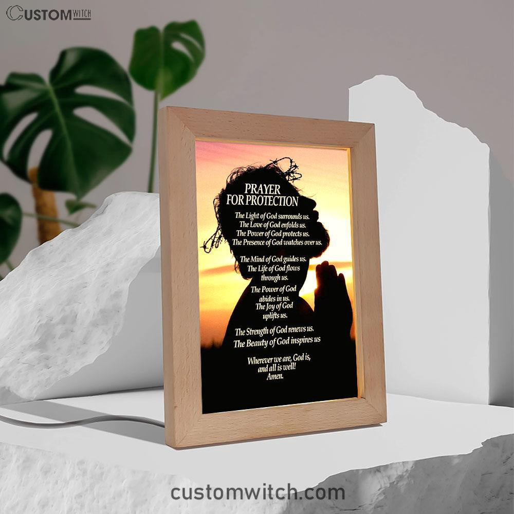 Christian Prayer For Protection Frame Lamp Prints - Bible Verse Decor - Scripture Art