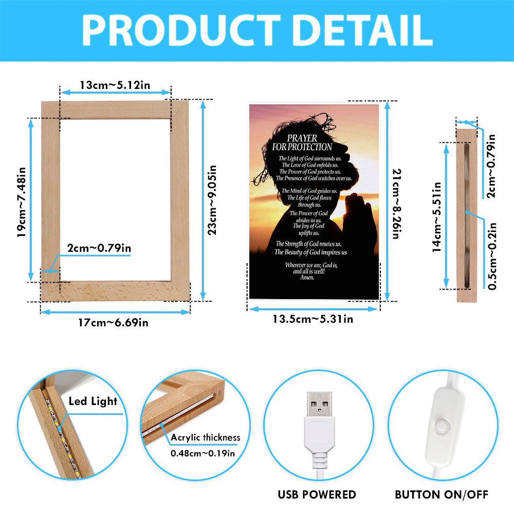 Christian Prayer For Protection Frame Lamp Prints - Bible Verse Decor - Scripture Art