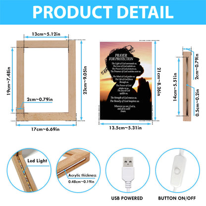 Christian Prayer For Protection Frame Lamp Prints - Bible Verse Decor - Scripture Art