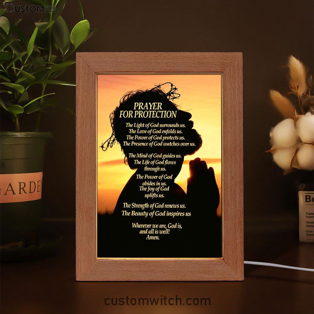 Christian Prayer For Protection Frame Lamp Prints - Bible Verse Decor - Scripture Art