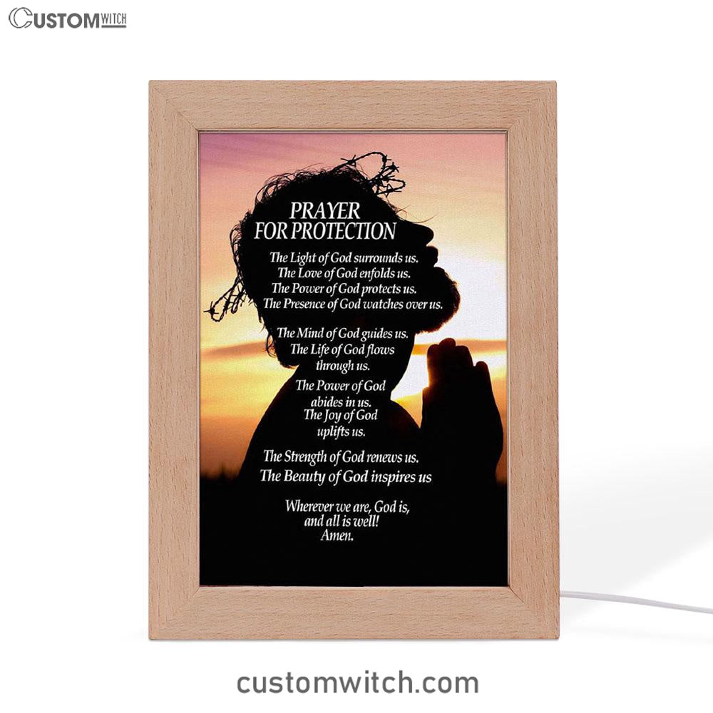 Christian Prayer For Protection Frame Lamp Prints - Bible Verse Decor - Scripture Art