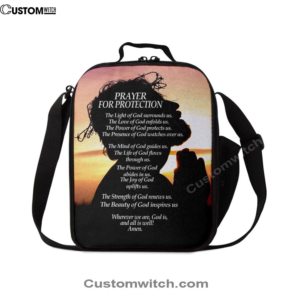 Christian Prayer For Protection Lunch Bag, Christian Lunch Bag For School, Picnic, Religious Lunch Bag