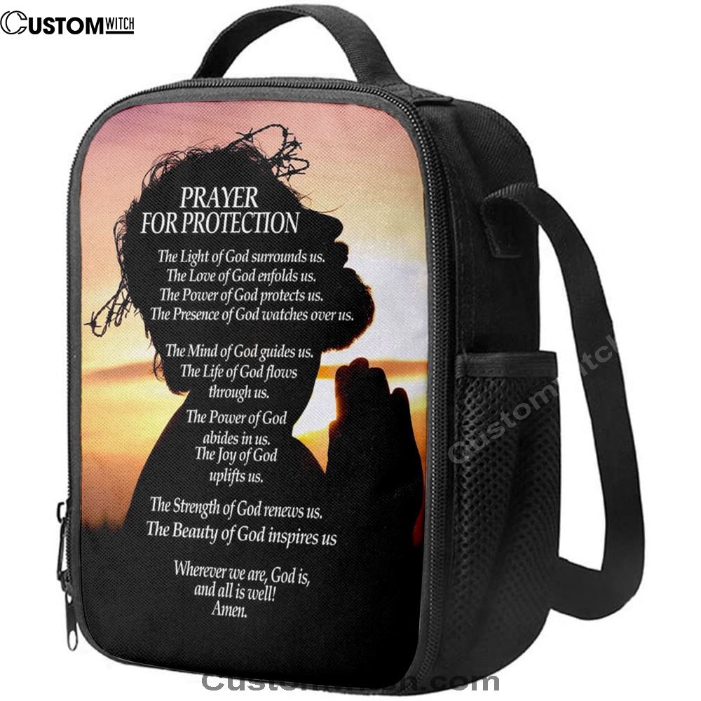 Christian Prayer For Protection Lunch Bag, Christian Lunch Bag For School, Picnic, Religious Lunch Bag