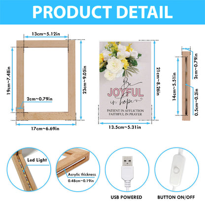 Christian Romans 1212 Be Joyful In Hope Floral Frame Lamp Prints - Bible Verse Decor - Scripture Art