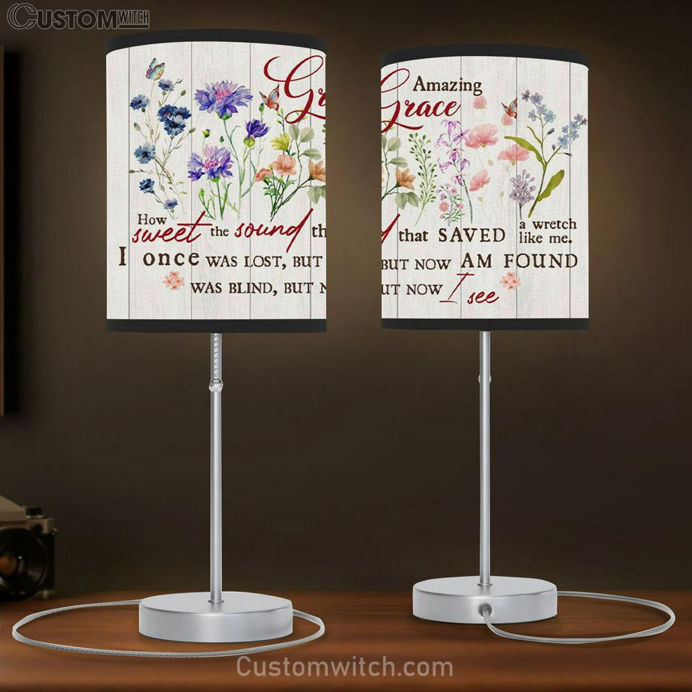 Christian Song Lamb Gift Amazing Grace How Sweet The Sound Table Lamb Print - Christian Bedroom Decor