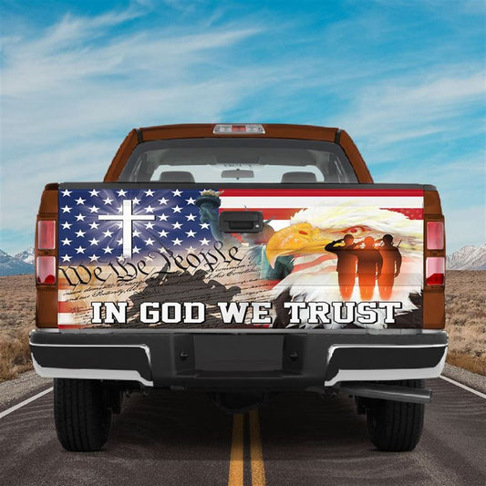 Christian Tailgate Wrap, American Eagle In God We Trust Tailgate Wraps For Trucks We The People Tailgate Wrap Car Decoration Tailgate Wrap