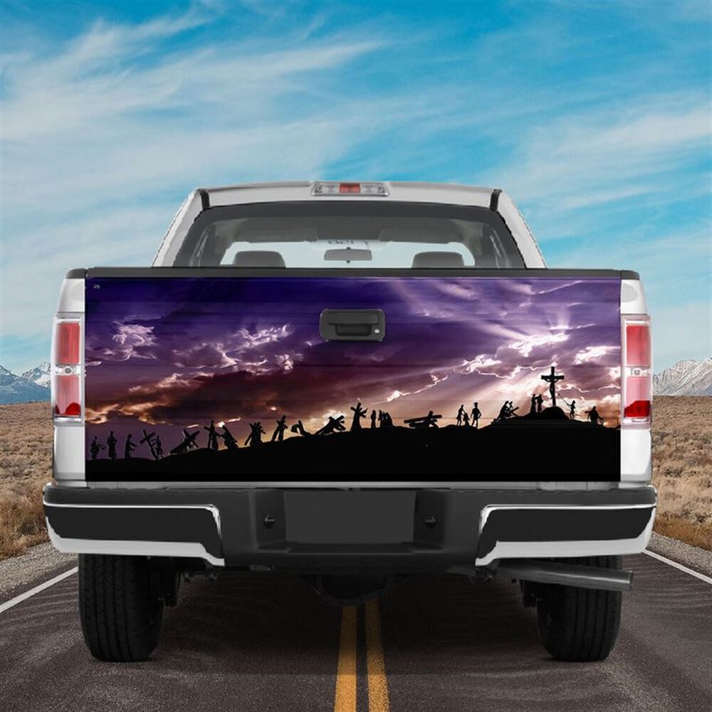 Christian Tailgate Wrap, Christian Carry Cross Jesus On Cross Christian Holy Bible Tailgate Wrap Decal Truck Decoration Tailgate Wrap, Religious Gift