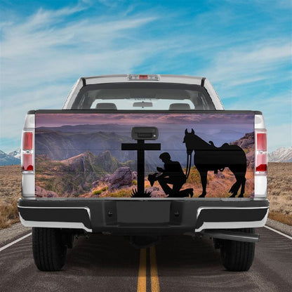 Christian Tailgate Wrap, Christian Horse Lovers Tailgate Wrap, Cowboy Cowgirl Truck Decor Gift Idea Tailgate Wrap, Christian Car Decor, Religious Gift