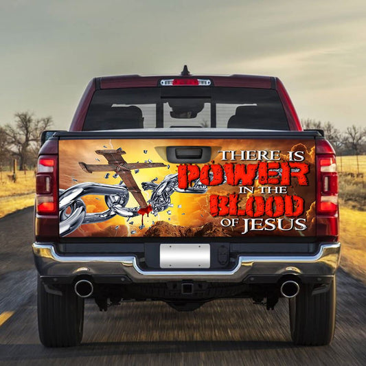 Christian Tailgate Wrap, Jesus - There is Power Truck Tailgate Decal Sticker Wrap, Christian Car Decor