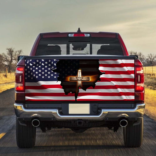 Christian Tailgate Wrap, Jesus Christian Cross America Truck Tailgate Decal Sticker Wrap, Christian Car Decor