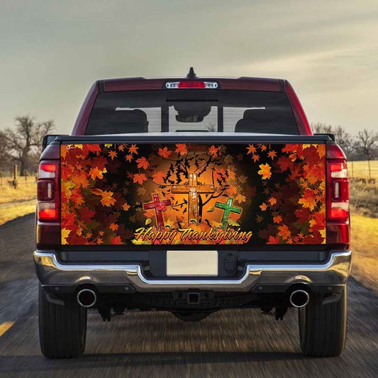 Christian Tailgate Wrap, Jesus Christian Happy Thanksgiving Truck Tailgate Decal Sticker Wrap, Christian Car Decor