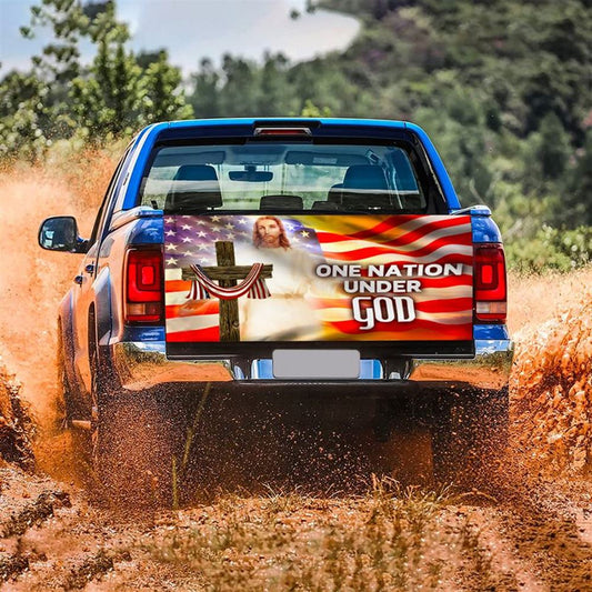 Christian Tailgate Wrap, Jesus Christian Religious One Nation Under God Truck Tailgate Wrap Decal Christian Gift Tailgate Wrap, Christian Car Decor