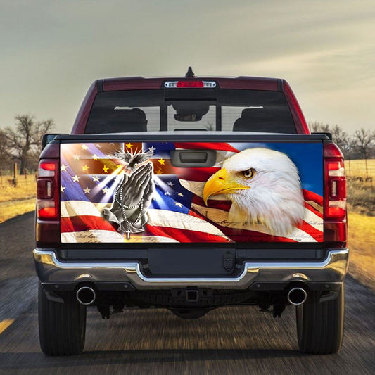 Christian Tailgate Wrap, Jesus Cross Eagle America Truck Tailgate Decal Sticker Wrap, Christian Car Decor