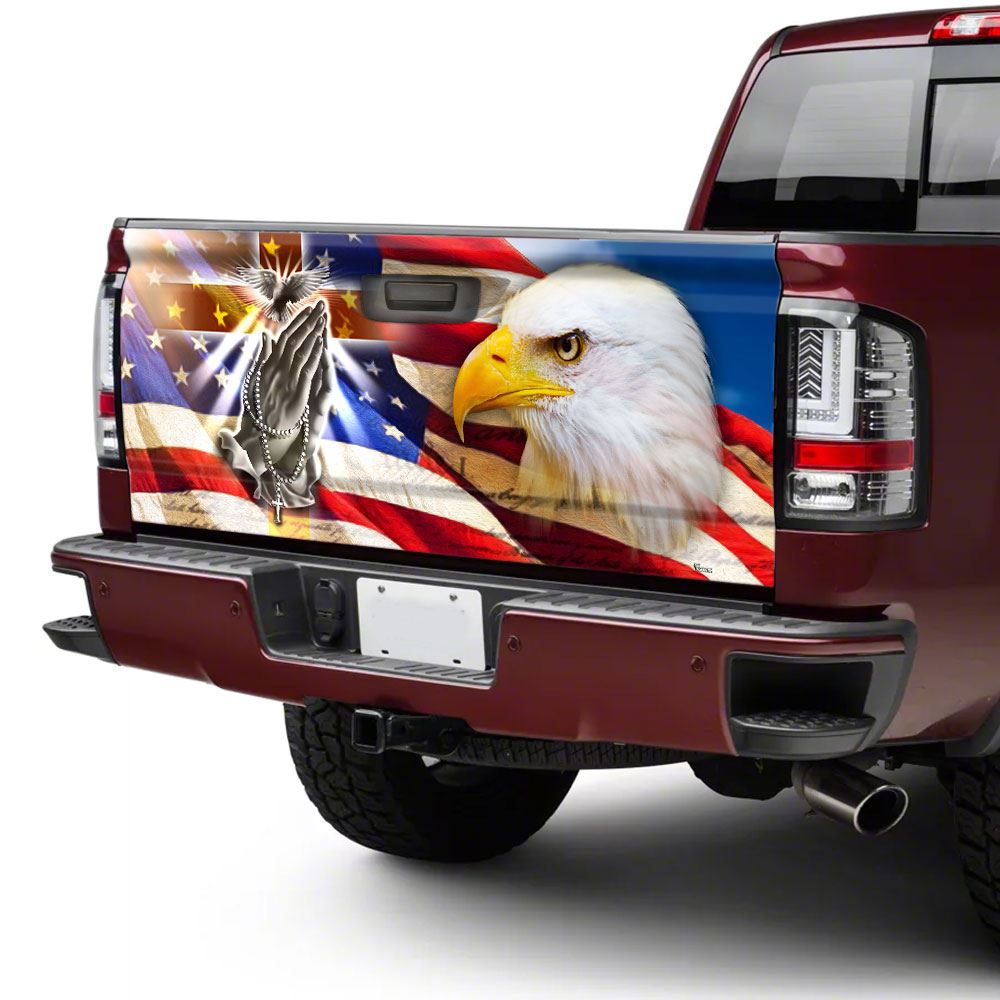 Christian Tailgate Wrap, Jesus Cross Eagle America Truck Tailgate Decal Sticker Wrap, Christian Car Decor