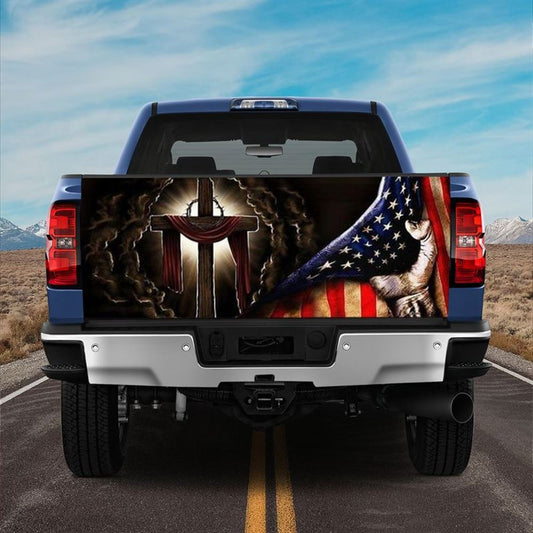 Christian Tailgate Wrap, Jesus Cross In America Truck Tailgate Decal Warrior's Creed Motivational Tailgate Wrap, Christian Car Decor, Religious Gift