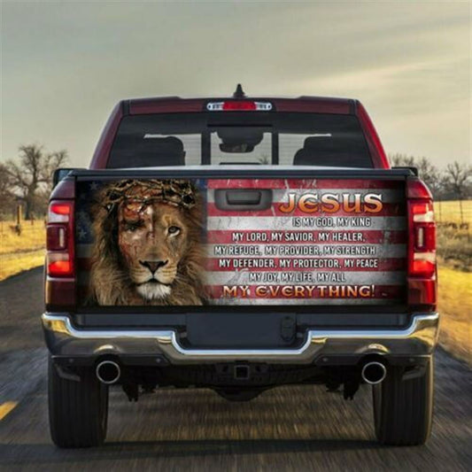 Christian Tailgate Wrap, Jesus Lion Of Judah, My Everything Truck Tailgate Decal Sticker Wrap, Christian Car Decor