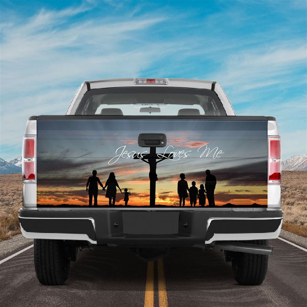 Christian Tailgate Wrap, Jesus Loves Me Wrap Jesus Cross Tailgate Wrap Jesus Blessed Family Wrap Car Decoration Tailgate Wrap, Christian Car Decor