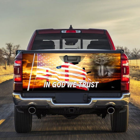 Christian Tailgate Wrap, Jesus Truck Tailgate Decal Sticker Wrap In God We Trust, Christian Car Decor