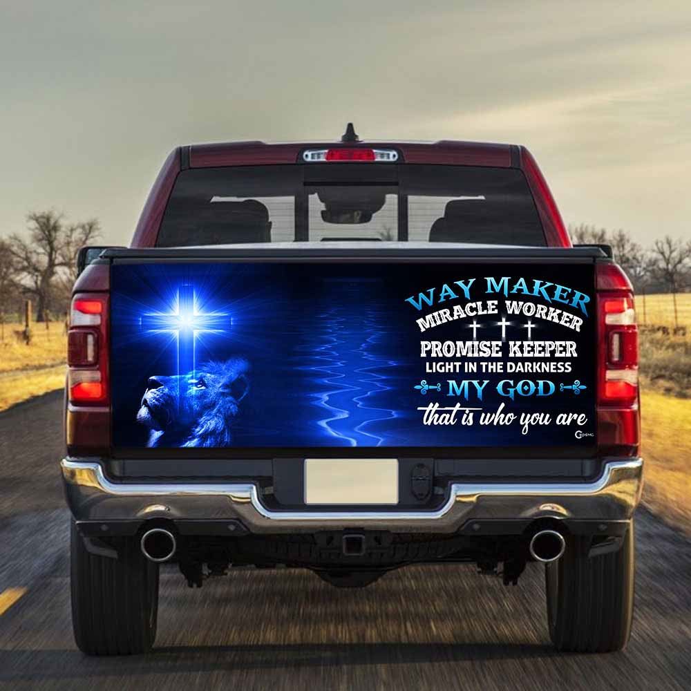 Christian Tailgate Wrap, Way Maker Miracle Worker Jesus Christ Truck Tailgate Decal Sticker Wrap, Christian Car Decor