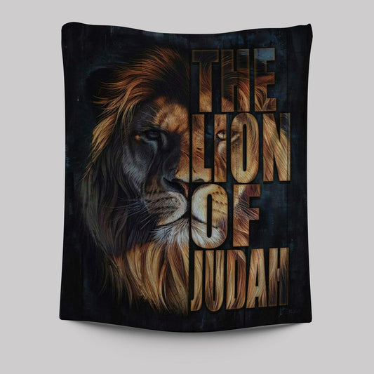 Christian The Lion Of Judah Picture Tapestry Prints - Bible Verse Wall Decor - Scripture Wall Art