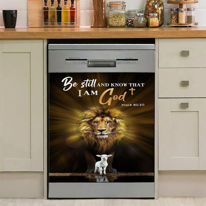 Christian The Lion The Lamb Be Still And Know Dishwasher Cover, Bible Verse Dishwasher Magnet Cover, Scripture Kitchen Decor