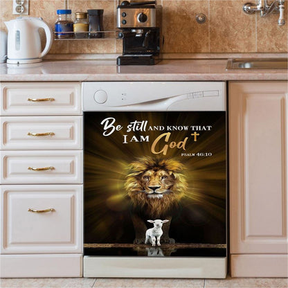 Christian The Lion The Lamb Be Still And Know Dishwasher Cover, Bible Verse Dishwasher Magnet Cover, Scripture Kitchen Decor