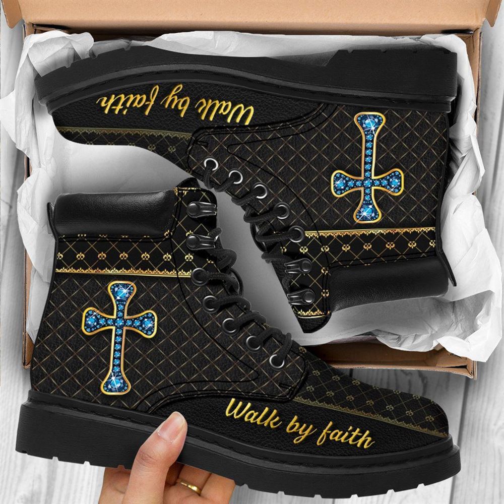 Christian Walk by Faith Boots, Christian Lifestyle Boots, Bible Verse Boots, Christian Apparel Boots