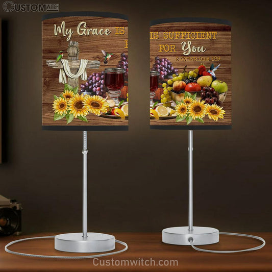 Christian Lamb Gift 2 Corinthians 129 My Grace Is Sufficient For You Table Lamb Print - Christian Bedroom Decor