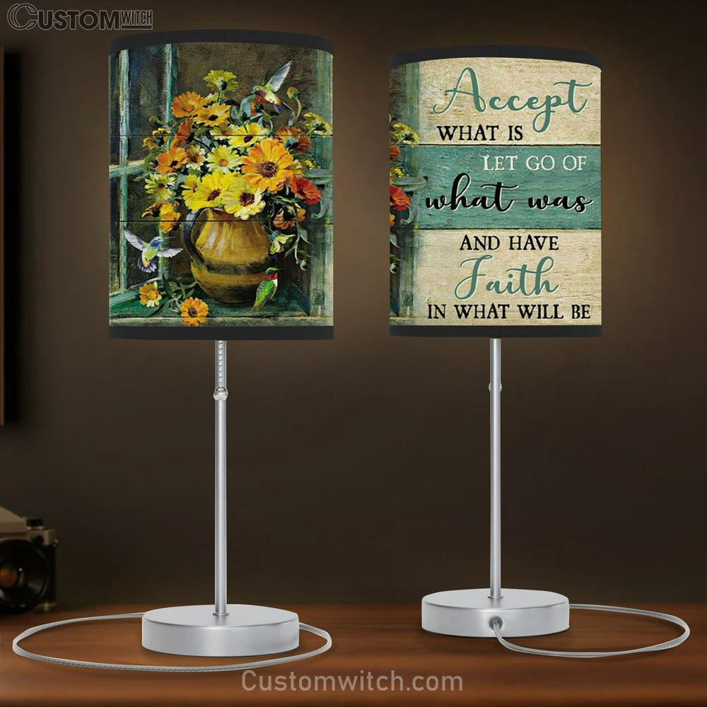 Christian Lamb Gift Accept What Is Let Go Of What Was And Have Faith In What Will Be Table Lamb Print - Christian Bedroom Decor