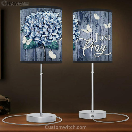 Christian Lamb Gift Butterfly Hydrangea Just Pray Table Lamb Gift - Christian Bedroom Decor