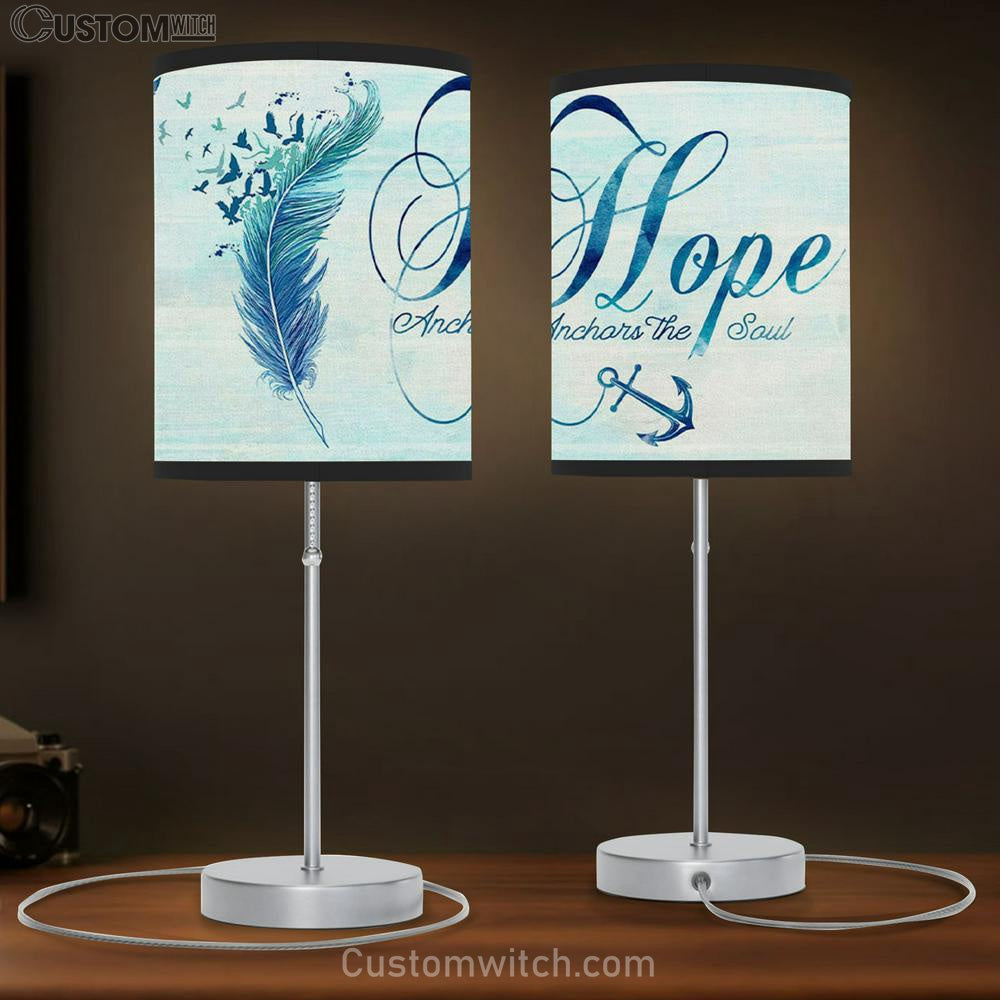 Christian Lamb Gift Feather - Hope Anchors The Soul Table Lamb Gift Print - Christian Bedroom Decor