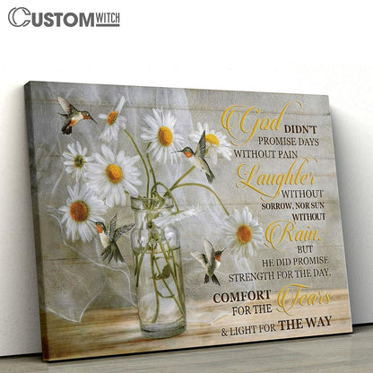 Christian Wall Art Hummingbird God Didn't Promise Days Without Pain Canvas Poster