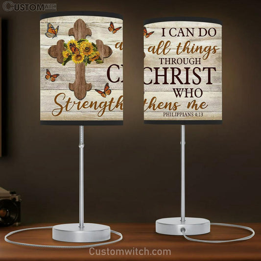 Christian Lamb Gift I Can Do All Things Through Christ Philippians 413 Sunflower Cross Table Lamb - Christian Bedroom Decor