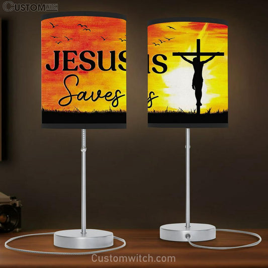 Christian Lamb Gift Jesus Saves Table Lamb Gift Print - Christian Bedroom Decor